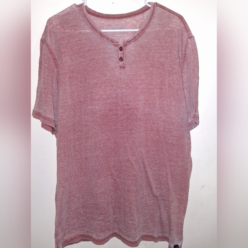 Lucky Brand Men's Short Sleeve Red Henley Shirt